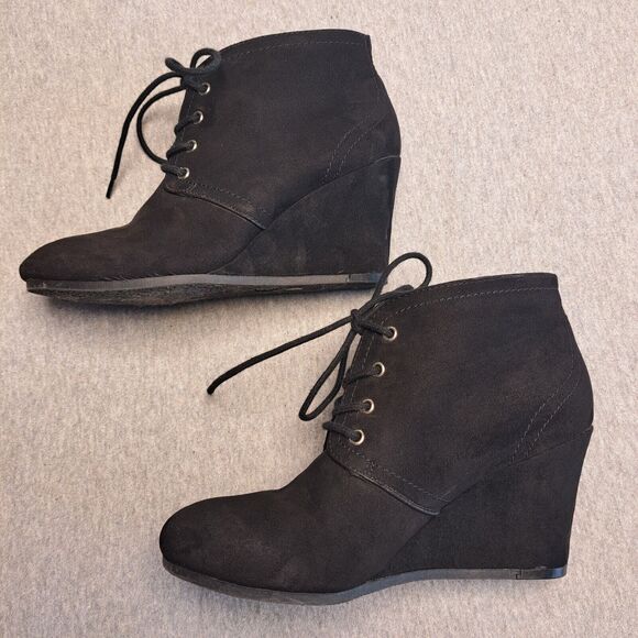 Arizona Lexie Ankle Boots WOMENS SIZE 6M black lace up wedge heel dark academia - Picture 2 of 12